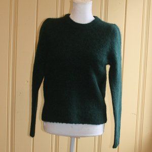 PUFF SLEEVE GREEN FUZZY CREW NECK SWEATER M AC265